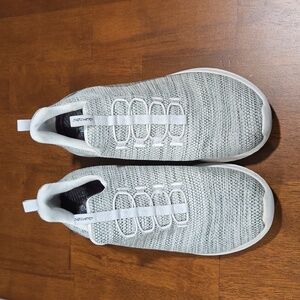 Skechers Women's Slip-On Knit Flats in Light Gray and White